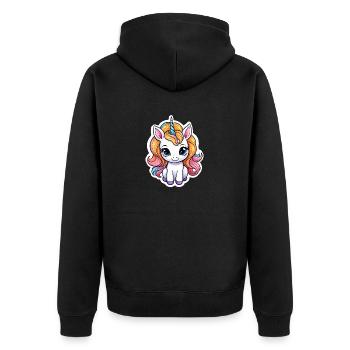 Illustration de licorne - Veste à capuche bio Premium Unisexe - noir - Dos - Nico (187cm)