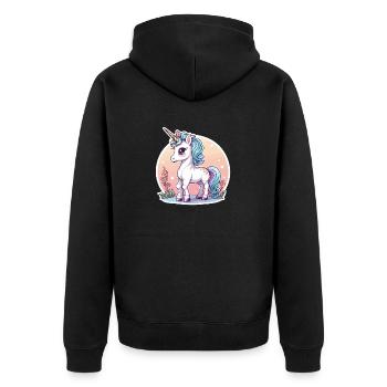 Illustration de licorne - Veste à capuche bio Premium Unisexe - noir - Dos - Nico (187cm)