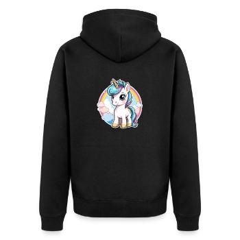 Illustration de licorne - Veste à capuche bio Premium Unisexe - noir - Dos - Nico (187cm)