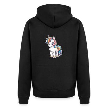 Illustration de licorne - Veste à capuche bio Premium Unisexe - noir - Dos - Nico (187cm)