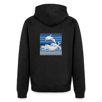 Delphine - Unisex Premium Bio Zip Hoodie - Schwarz - Hinten - Nico (187cm)