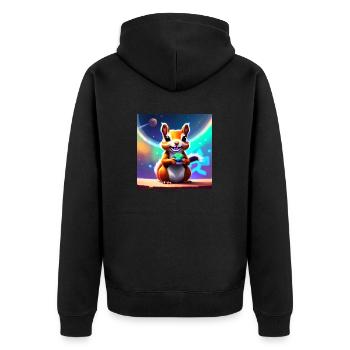 Hörnchen - Unisex Premium Bio Zip Hoodie - Schwarz - Hinten - Nico (187cm)