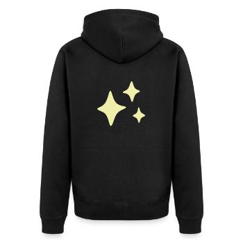 Sparkles Gelb - Unisex Premium Bio Zip Hoodie - Schwarz - Hinten - Nico (187cm)