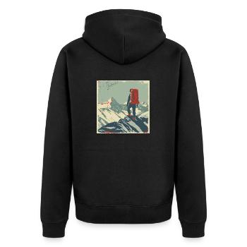 Hiking, Hiking, Mountains, Nature, Camping, Summit, Alps - Unisex Premium Organic Zip Hoodie - black - Back - Nico (187cm)