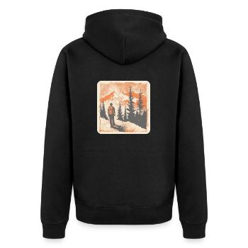 Wandern Hiking Berge Natur Camping Gipfel Alpen - Unisex Premium Bio Zip Hoodie - Schwarz - Hinten - Nico (187cm)