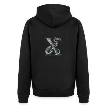Letter "X" in dragon design. - Unisex Premium Organic Zip Hoodie - black - Back - Nico (187cm)
