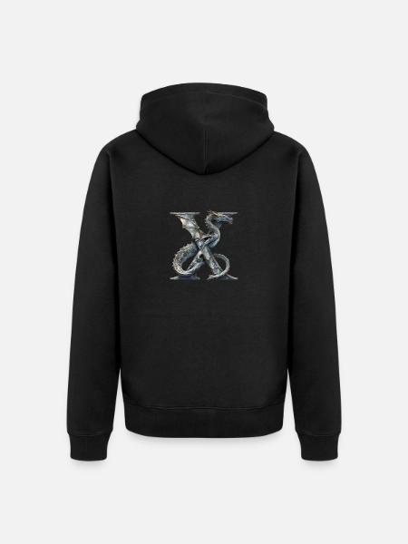 Letter "X" in dragon design. - Unisex Premium Organic Zip Hoodie - black