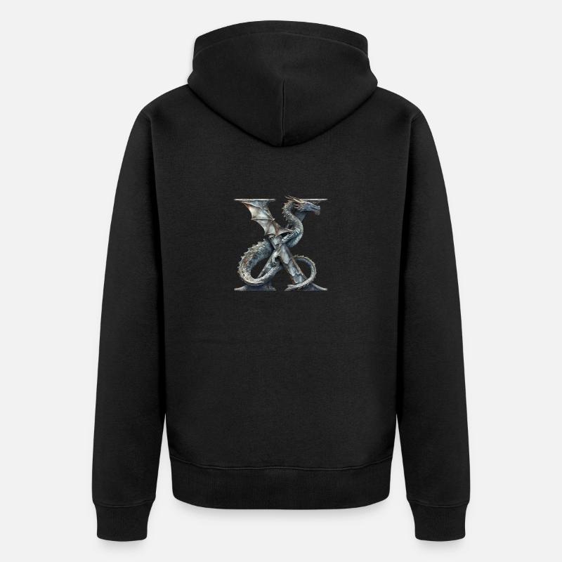 Lettre « X » en forme de dragon. - Veste à capuche bio Premium Unisexe - noir