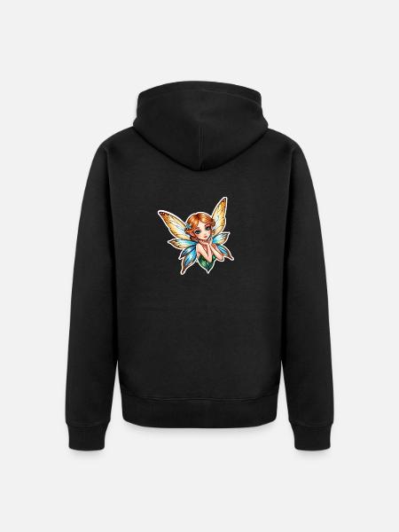 Fairy fantasy illustration - Unisex Premium Organic Zip Hoodie - black