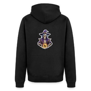 Skeleton Magician Fantasy Illustration - Unisex Premium Organic Zip Hoodie - black - Back - Nico (187cm)