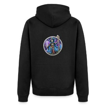 Skeleton magician fantasy illustration - Unisex Premium Organic Zip Hoodie - black - Back - Nico (187cm)
