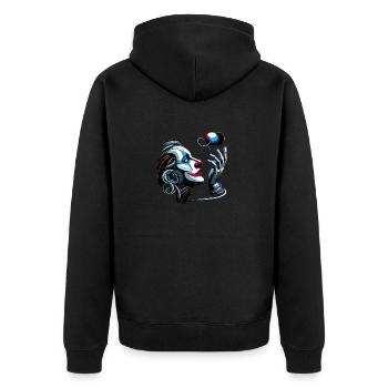 Trickster | Archetyp - Unisex Premium Bio Zip Hoodie - Schwarz - Hinten - Nico (187cm)