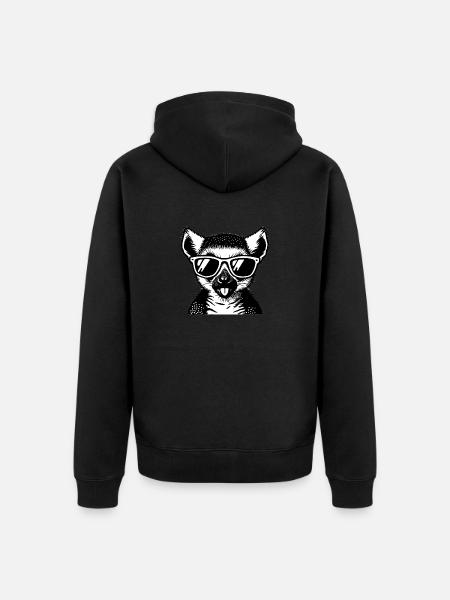 Lemur mit Sonnenbrille - Unisex Premium Bio Zip Hoodie - Schwarz