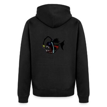 anglerfisch - Unisex Premium Bio Zip Hoodie - Schwarz - Hinten - Nico (187cm)