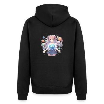 Manga Universe Girl - Unisex Premium Organic Zip Hoodie - black - Back - Nico (187cm)