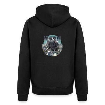 MOUZILLA - Unisex Premium Bio Zip Hoodie - Schwarz - Hinten - Nico (187cm)