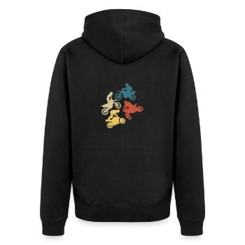 Vintage Retro Motorrad - Unisex Premium Bio Zip Hoodie - Schwarz - Hinten - Nico (187cm)