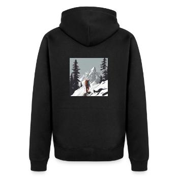 Bergsteigen - Unisex Premium Bio Zip Hoodie - Schwarz - Hinten - Nico (187cm)