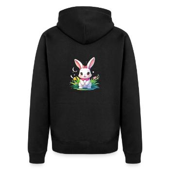 Süßer Hase - Unisex Premium Bio Zip Hoodie - Schwarz - Hinten - Nico (187cm)