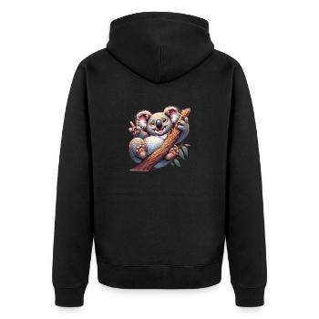 Cute koala bear rejoices. For the family - Unisex Premium Organic Zip Hoodie - black - Back - Nico (187cm)