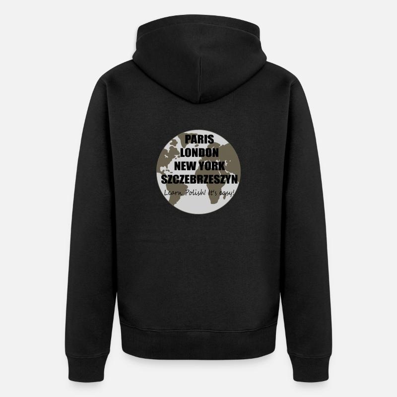 Polnisch ist einfach - Unisex Premium Bio Zip Hoodie - Schwarz