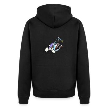 Anglerfisch - Unisex Premium Bio Zip Hoodie - Schwarz - Hinten - Nico (187cm)