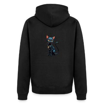 Cat Comic Cute - Unisex Premium Organic Zip Hoodie - black - Back - Nico (187cm)