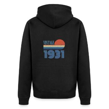 Vintage 1931 - Unisex Premium Organic Zip Hoodie - black - Back - Nico (187cm)