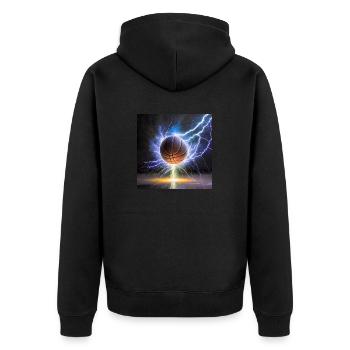 Basketball on Fire - Unisex Premium Bio Zip Hoodie - Schwarz - Hinten - Nico (187cm)