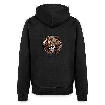 lion - feel the power - Unisex Premium Bio Zip Hoodie - Schwarz - Hinten - Nico (187cm)