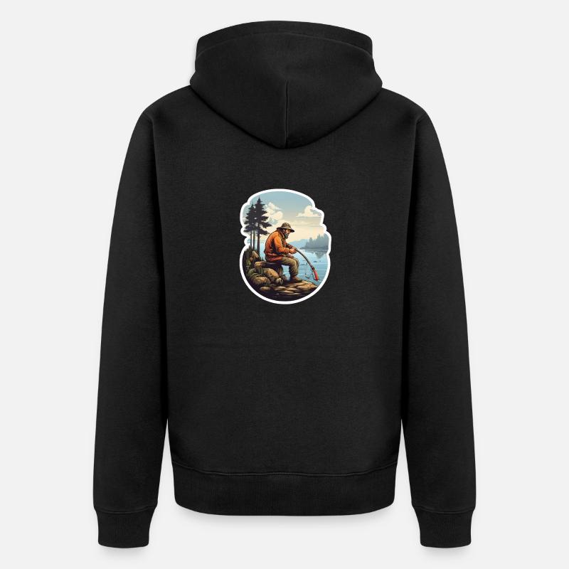 Pêcheur à la ligne - Veste à capuche bio Premium Unisexe - noir