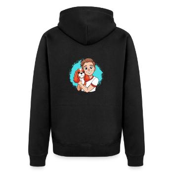 Cavalier King Charles Spaniel Kuscheln mit Mensch - Unisex Premium Bio Zip Hoodie - Schwarz - Hinten - Nico (187cm)