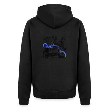 Mülheimer Wahrzeichen - Unisex Premium Bio Zip Hoodie - Schwarz - Hinten - Nico (187cm)