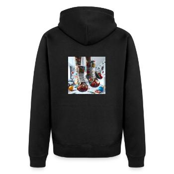 Pop Box Shoes - Unisex Premium Bio Zip Hoodie - Schwarz - Hinten - Nico (187cm)