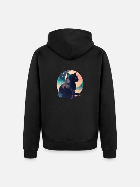 Katze in den Sternen - Unisex Premium Bio Zip Hoodie - Schwarz