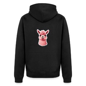 Llama lustieg friendly - Unisex Premium Organic Zip Hoodie - black - Back - Nico (187cm)