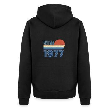 Jahrgang 1977 - Unisex Premium Bio Zip Hoodie - Schwarz - Hinten - Nico (187cm)