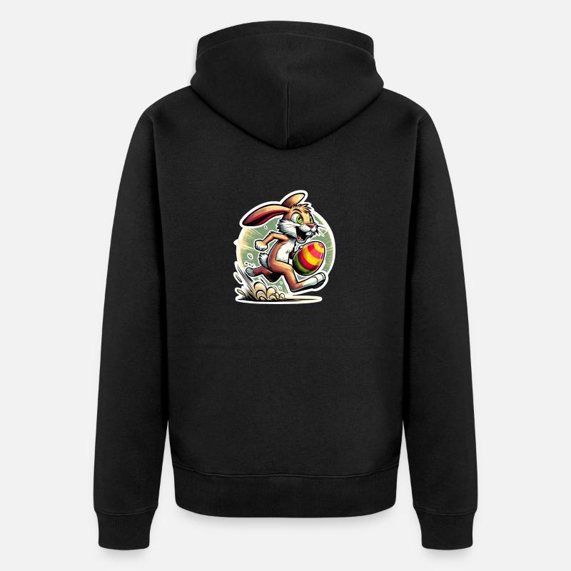 Lapin de Pâques Football - Veste à capuche bio Premium Unisexe - noir