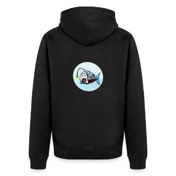 Leuchtfisch Unterwasserlamp - Unisex Premium Bio Zip Hoodie - Schwarz - Hinten - Nico (187cm)