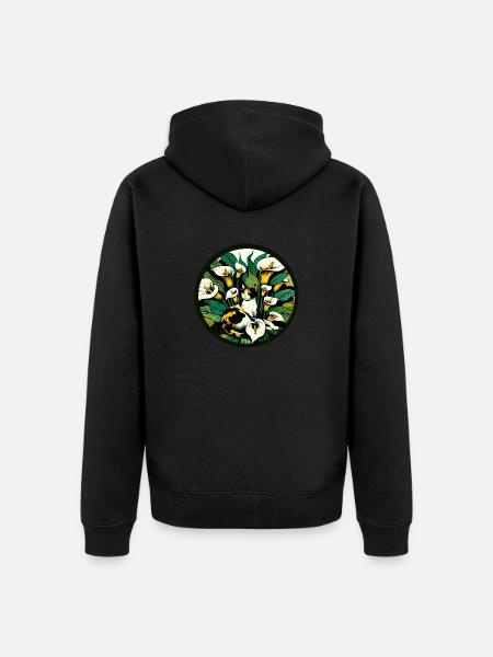 Calla Lily Calico Cat - Unisex Premium Organic Zip Hoodie - black