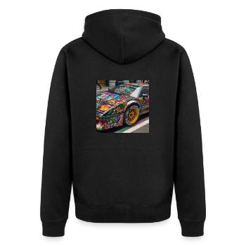 80s Cars 1 - Unisex Premium Bio Zip Hoodie - Schwarz - Hinten - Nico (187cm)