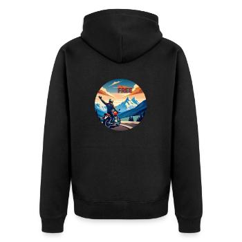spread free - Unisex Premium Bio Zip Hoodie - Schwarz - Hinten - Nico (187cm)