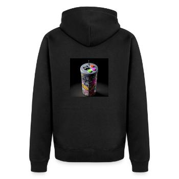 Joystick 10 - Unisex Premium Bio Zip Hoodie - Schwarz - Hinten - Nico (187cm)