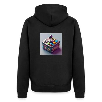 Joystick 9 - Unisex Premium Bio Zip Hoodie - Schwarz - Hinten - Nico (187cm)