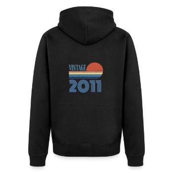 Jahrgang 2011 - Unisex Premium Bio Zip Hoodie - Schwarz - Hinten - Nico (187cm)