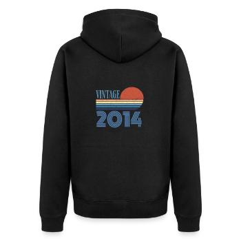 Jahrgang 2014 - Unisex Premium Bio Zip Hoodie - Schwarz - Hinten - Nico (187cm)