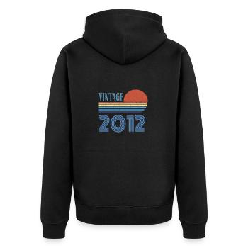 Vintage 2012 - Unisex Premium Organic Zip Hoodie - black - Back - Nico (187cm)