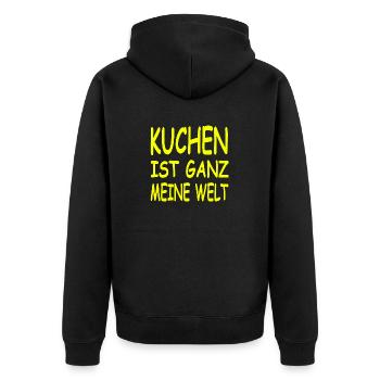 Kuchen - Unisex Premium Bio Zip Hoodie - Schwarz - Hinten - Nico (187cm)