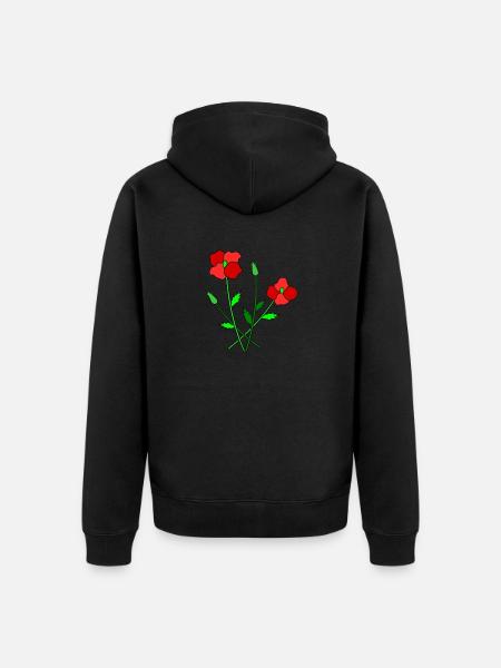 Blooming poppies - Unisex Premium Organic Zip Hoodie - black