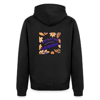Autumn Season Cuddly Sweater Fall Knitted Cozy - Unisex Premium Bio Zip Hoodie - Schwarz - Hinten - Nico (187cm)